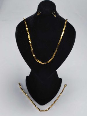 دستبند و گردنبند کبریتی طلایی جنس استیل