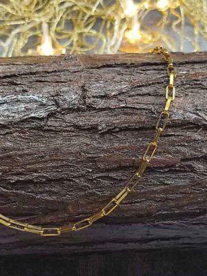 دستبند و گردنبند متسطیلی استیل رنگ طلایی