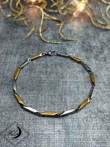 دستبند کبریتی طلایی نقره ایی استیل دورنگ